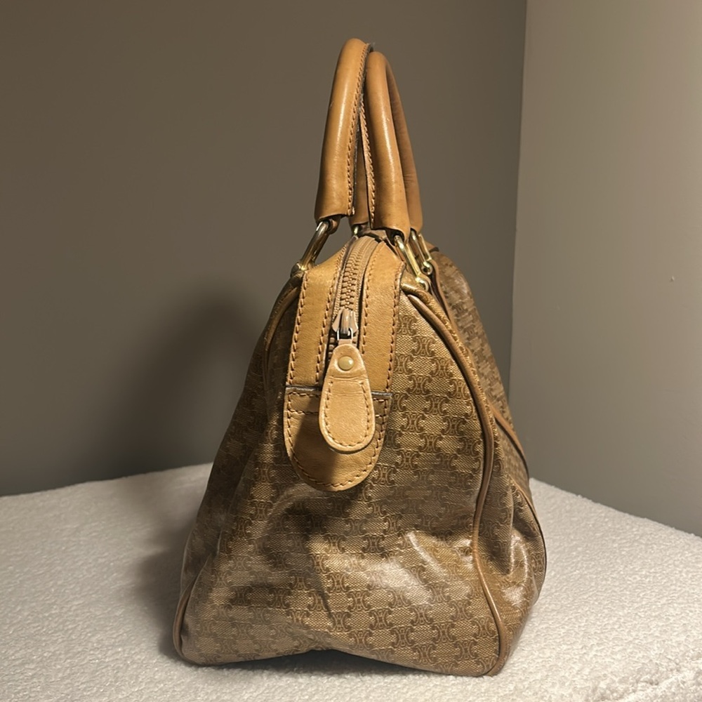Celine Brown Monogram Handbag with Tan Accents - Picture 4 of 7
